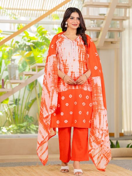 Pure Cotton Shibori Effect Kurta Pant  and  Dupatta