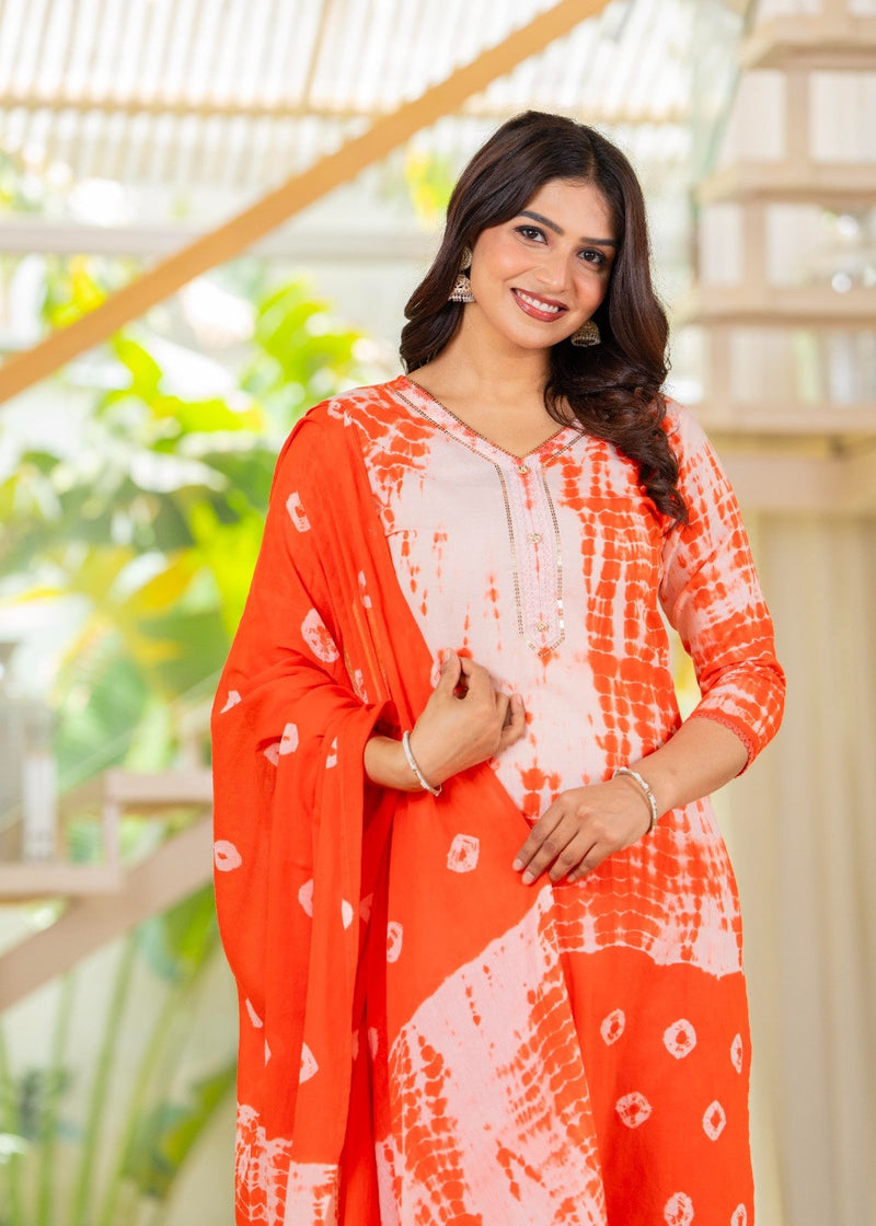 Pure Cotton Shibori Effect Kurta Pant  and  Dupatta