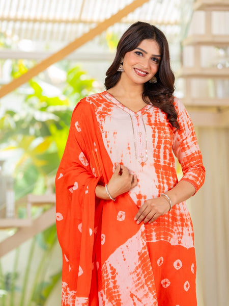 Pure Cotton Shibori Effect Kurta Pant  and  Dupatta