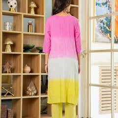Cotton Dobby Ombre Effect Kurta Pants and Dupatta