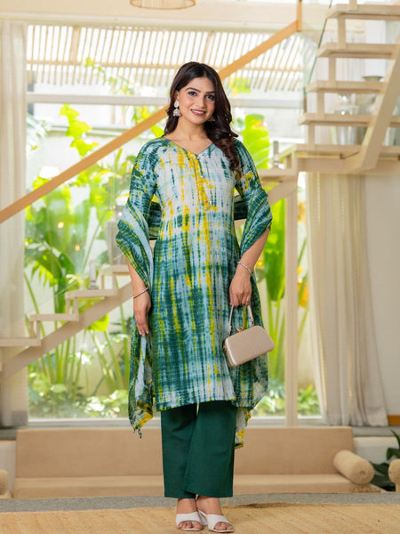 Pure Cotton Shibori Effect Kurta Pant  and  Dupatta