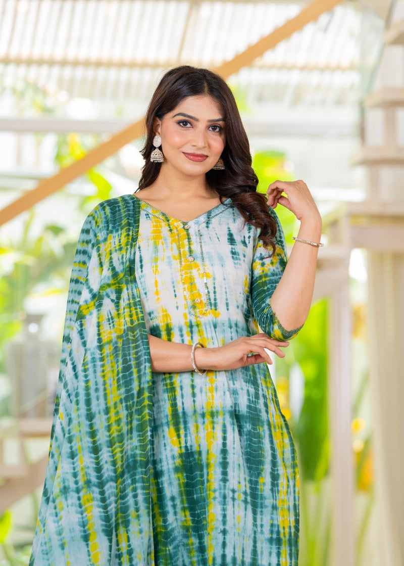 Pure Cotton Shibori Effect Kurta Pant  and  Dupatta