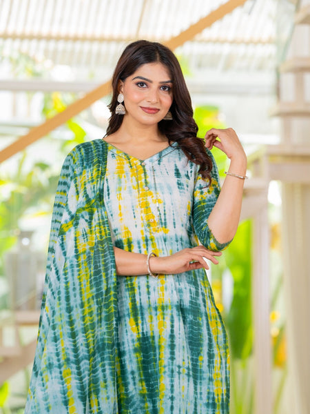 Pure Cotton Shibori Effect Kurta Pant  and  Dupatta