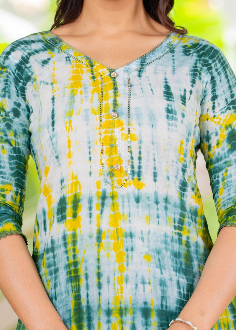 Pure Cotton Shibori Effect Kurta Pant  and  Dupatta