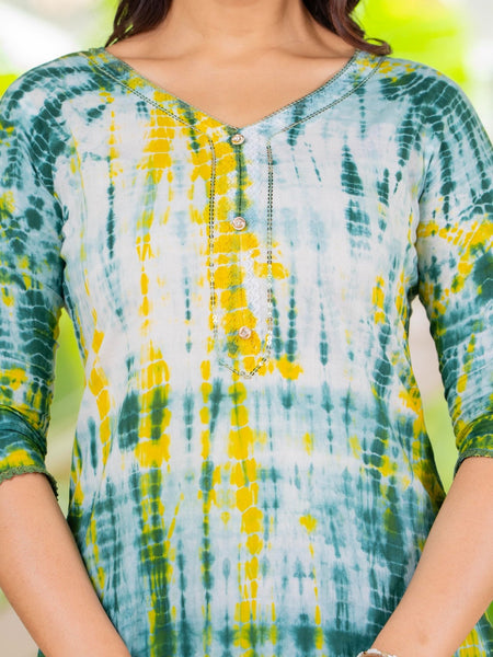 Pure Cotton Shibori Effect Kurta Pant  and  Dupatta