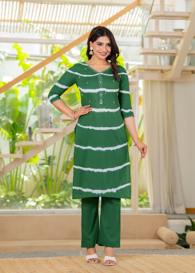 Pure Cotton Leheriya Effect Kurta Pant  and  Dupatta