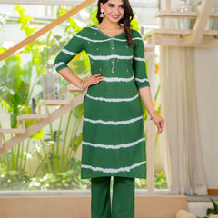 Pure Cotton Leheriya Effect Kurta Pant  and  Dupatta
