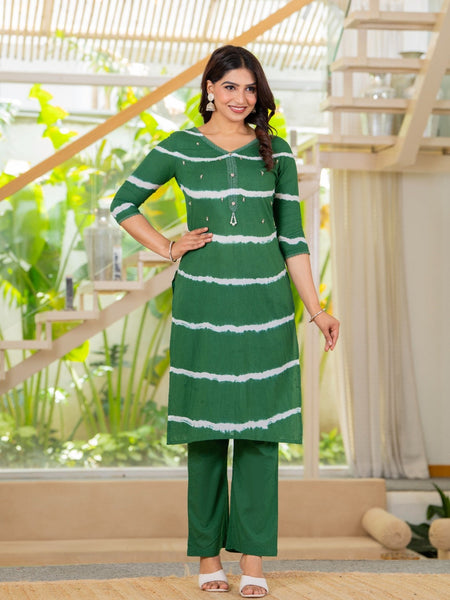 Pure Cotton Leheriya Effect Kurta Pant  and  Dupatta