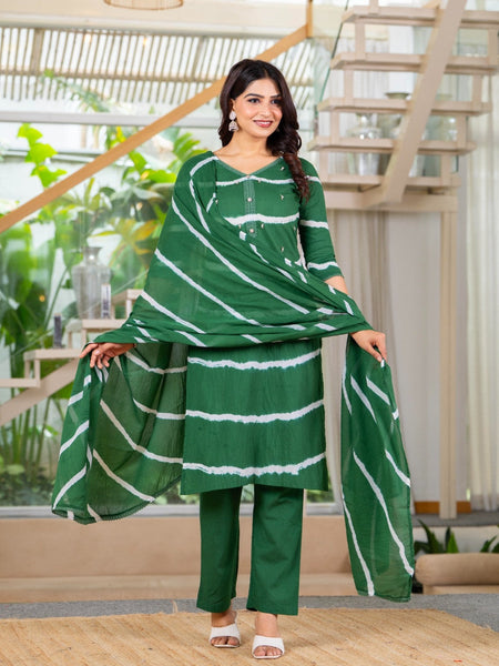 Pure Cotton Leheriya Effect Kurta Pant  and  Dupatta