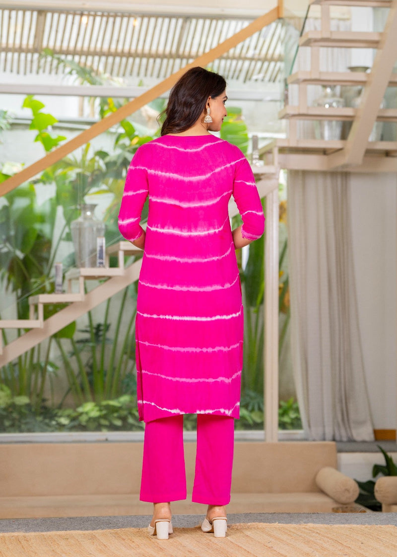 Pure Cotton Leheriya Effect Kurta Pant  and  Dupatta