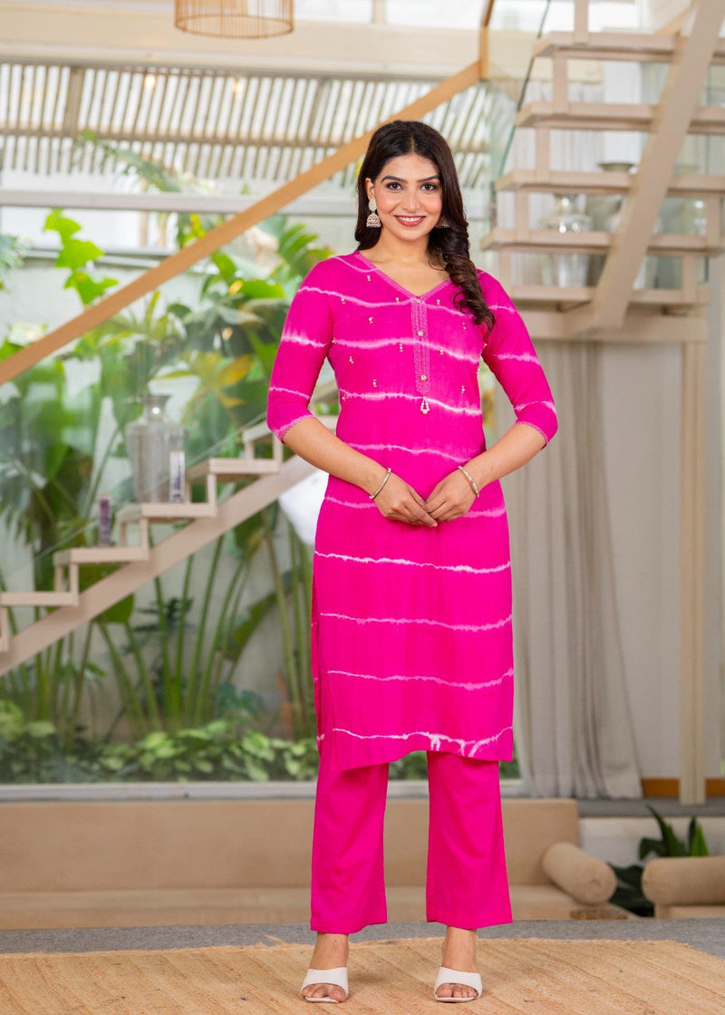 Pure Cotton Leheriya Effect Kurta Pant  and  Dupatta