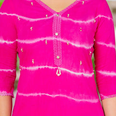 Pure Cotton Leheriya Effect Kurta Pant  and  Dupatta