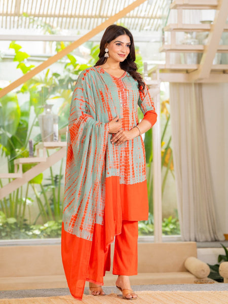 Pure Cotton Shibori Effect Kurta Pant  and  Dupatta