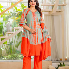 Pure Cotton Shibori Effect Kurta Pant  and  Dupatta