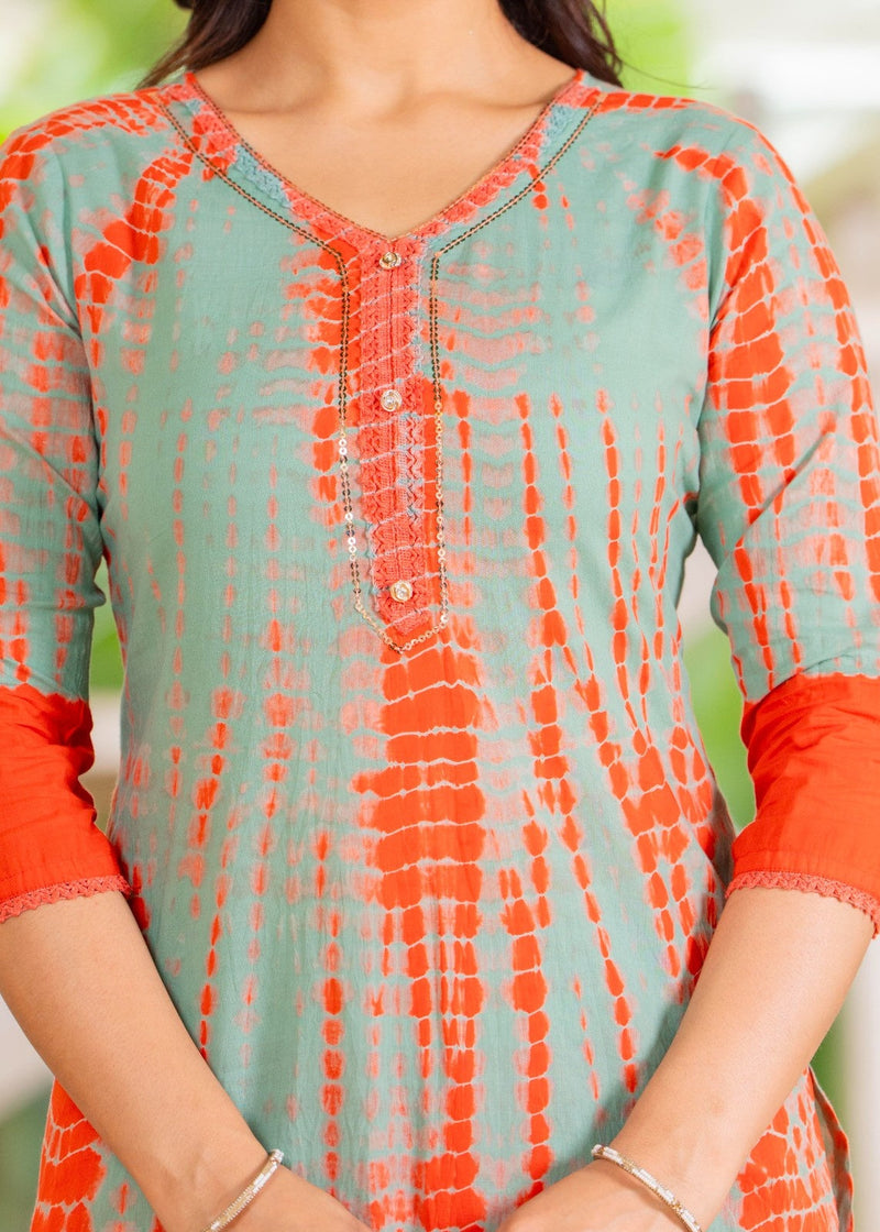 Pure Cotton Shibori Effect Kurta Pant  and  Dupatta