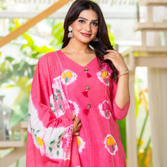 Cotton Dobby Hand Painted Kurta Pants and Dupatta