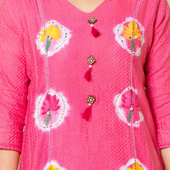 Cotton Dobby Hand Painted Kurta Pants and Dupatta