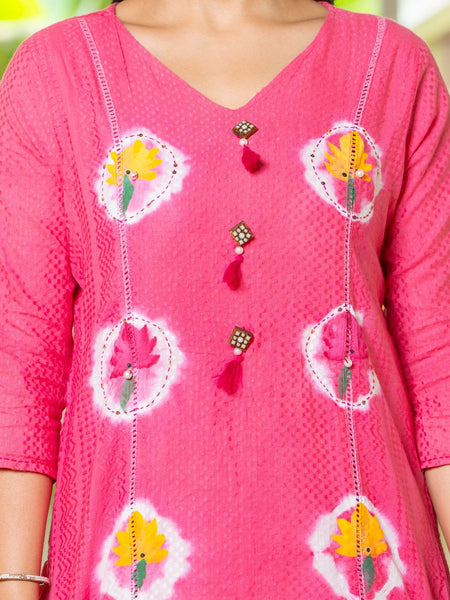 Cotton Dobby Hand Painted Kurta Pants and Dupatta