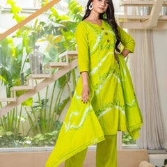 Cotton Dobby Hand Painted Kurta Pants and Dupatta