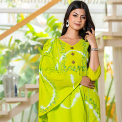 Cotton Dobby Hand Painted Kurta Pants and Dupatta