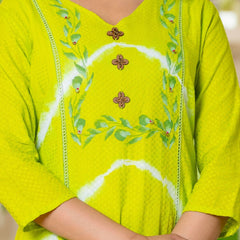 Cotton Dobby Hand Painted Kurta Pants and Dupatta