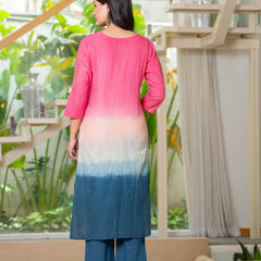 Cotton Dobby Ombre Effect Kurta Pants and Dupatta