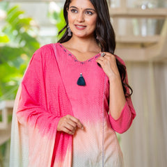 Cotton Dobby Ombre Effect Kurta Pants and Dupatta