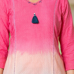 Cotton Dobby Ombre Effect Kurta Pants and Dupatta