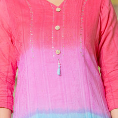 Cotton Dobby Ombre Effect Kurta Pants and Dupatta