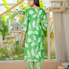 Cotton Dobby Hand Printed Kurta Pants and Dupatta