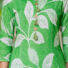 Cotton Dobby Hand Printed Kurta Pants and Dupatta