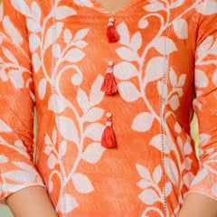 Cotton Dobby Hand Printed Kurta Pants and Dupatta