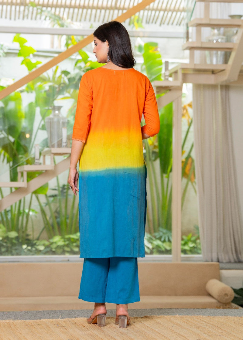 Pure Cotton Ombre Effect Kurta Pant  and  Dupatta