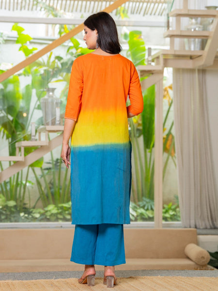 Pure Cotton Ombre Effect Kurta Pant  and  Dupatta