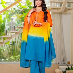 Pure Cotton Ombre Effect Kurta Pant  and  Dupatta