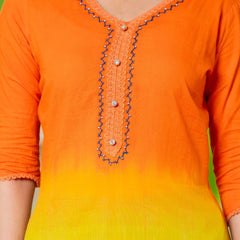 Pure Cotton Ombre Effect Kurta Pant  and  Dupatta