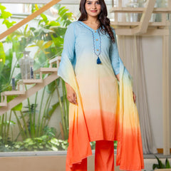Pure Cotton Ombre Effect Kurta Pant  and  Dupatta