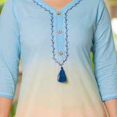 Pure Cotton Ombre Effect Kurta Pant  and  Dupatta
