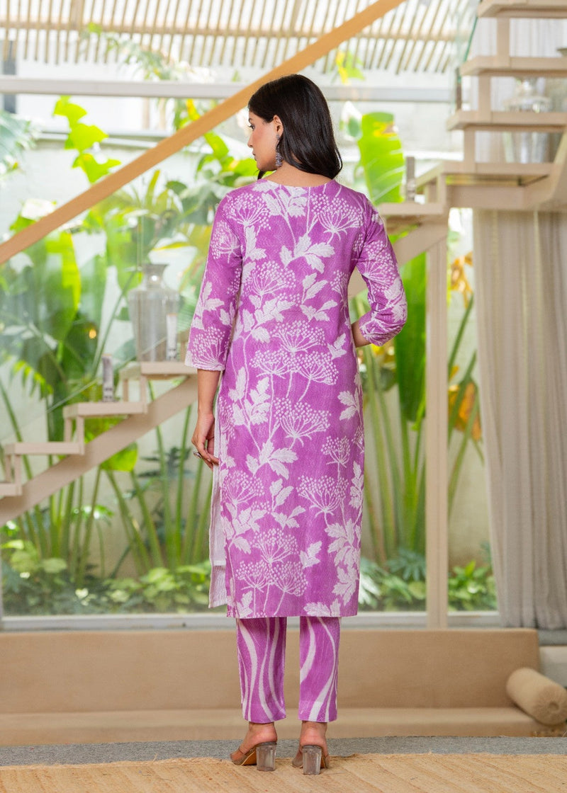 Cotton Dobby Hand Printed Kurta Pants and Dupatta