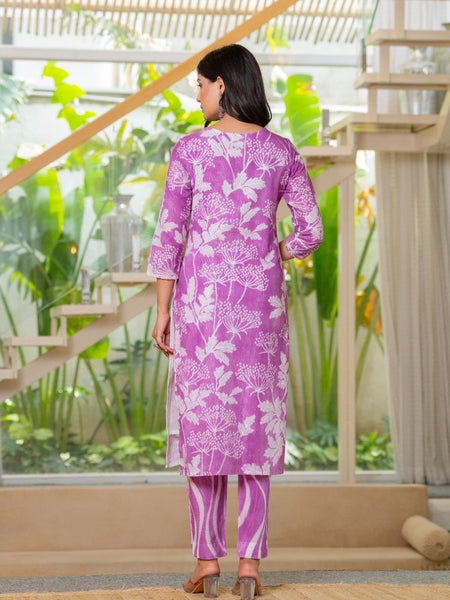 Cotton Dobby Hand Printed Kurta Pants and Dupatta