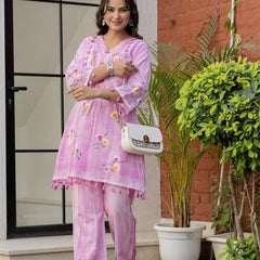 Woman Pakisthani Tie Dye with Hand Painted Cord Set
