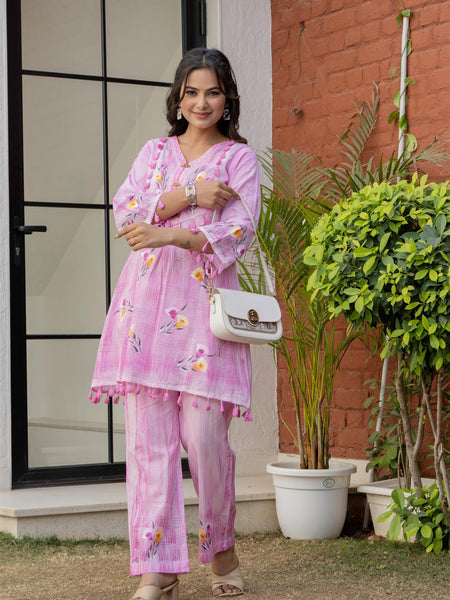 Woman Pakisthani Tie Dye with Hand Painted Cord Set