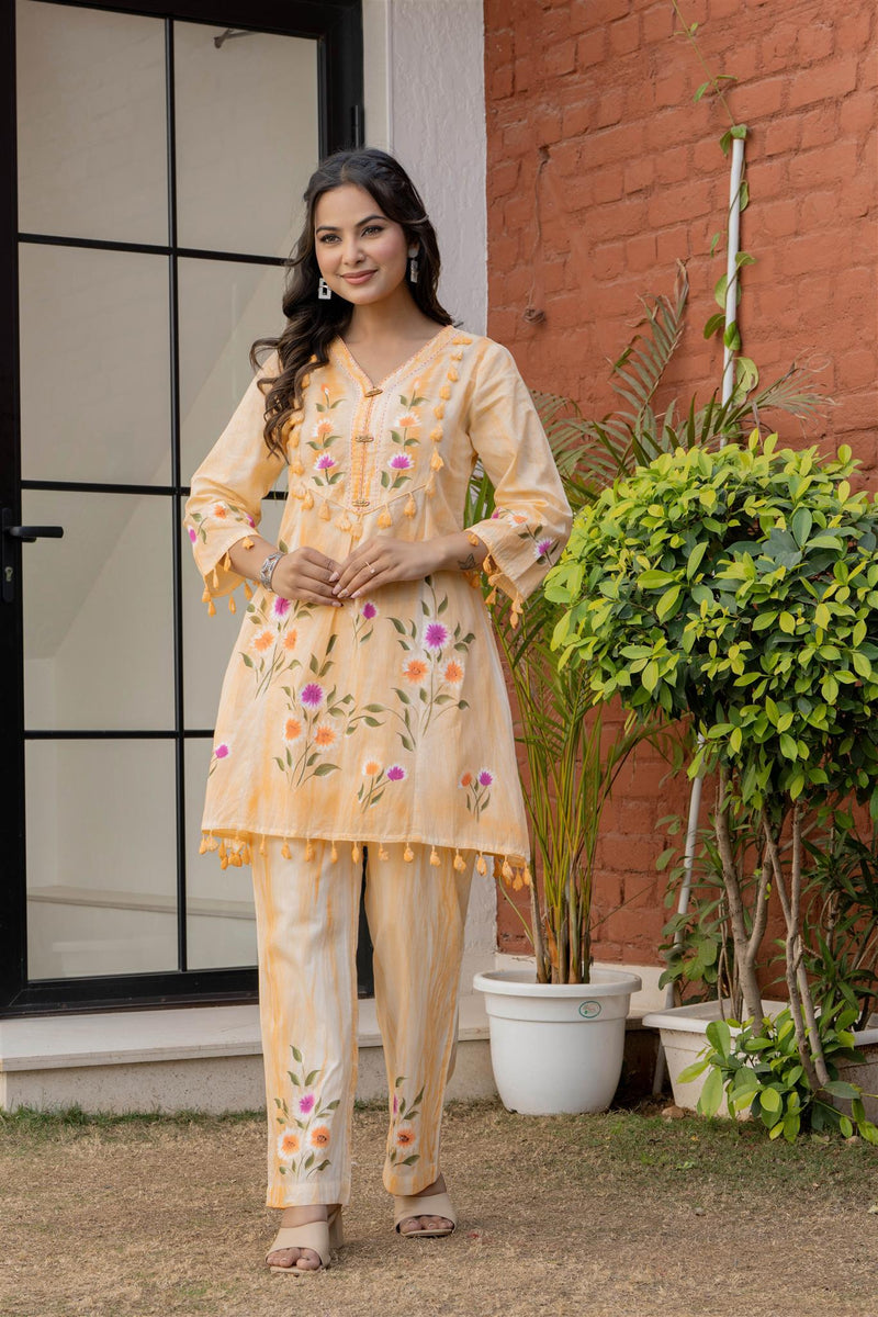 Woman Pakisthani Tie Dye with Hand Painted Cord Set