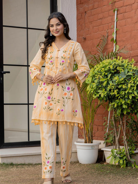 Woman Pakisthani Tie Dye with Hand Painted Cord Set