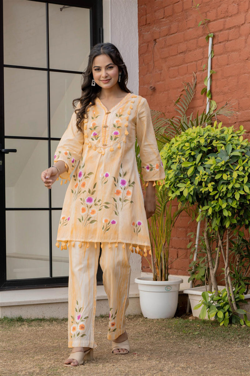 Woman Pakisthani Tie Dye with Hand Painted Cord Set