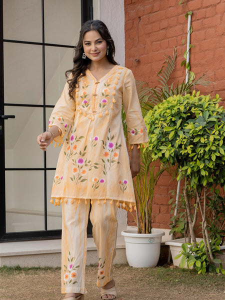 Woman Pakisthani Tie Dye with Hand Painted Cord Set