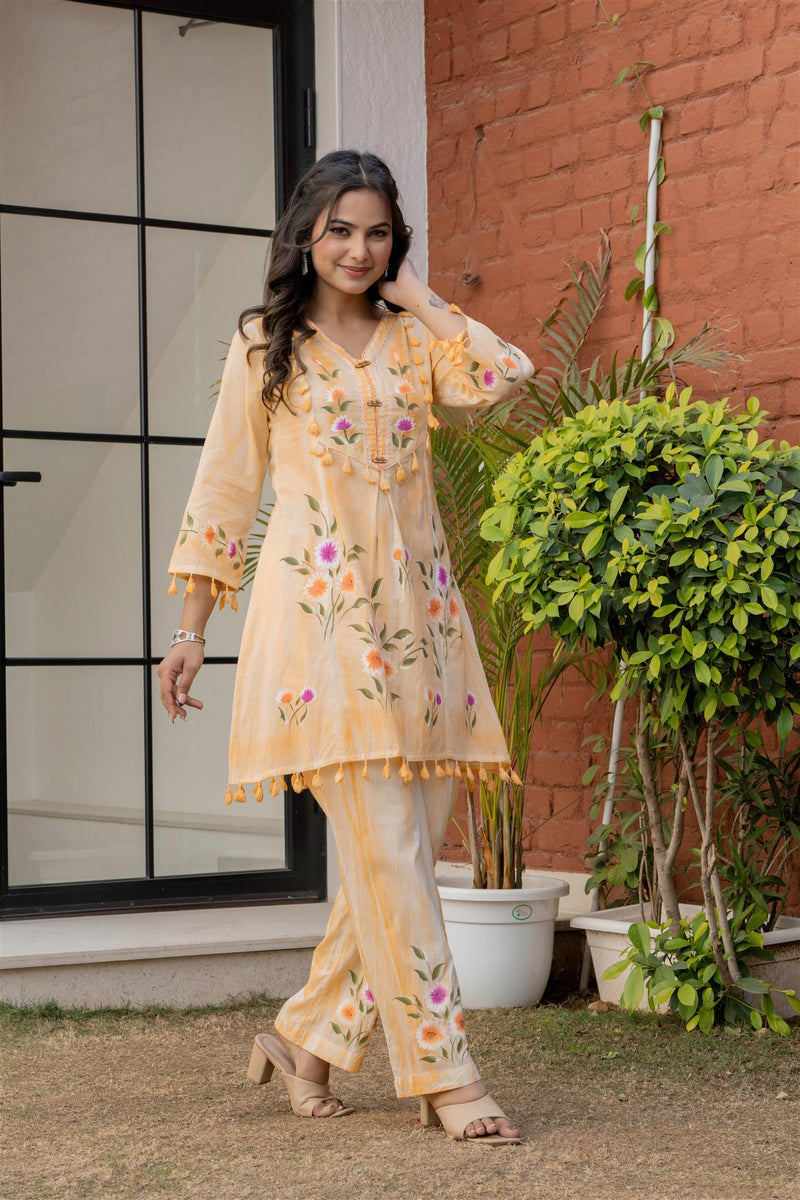 Woman Pakisthani Tie Dye with Hand Painted Cord Set