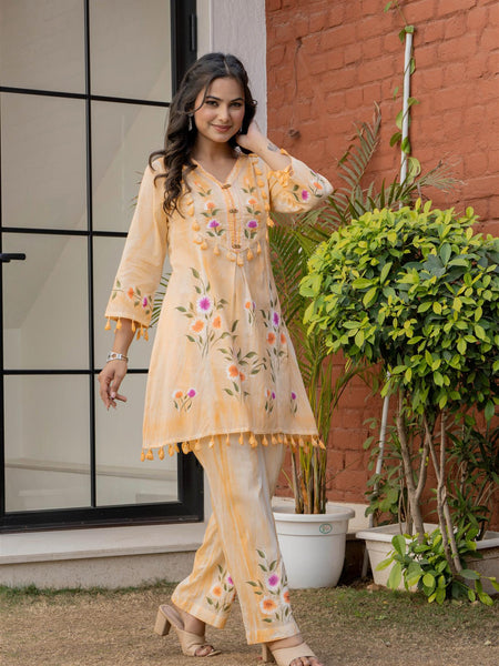 Woman Pakisthani Tie Dye with Hand Painted Cord Set