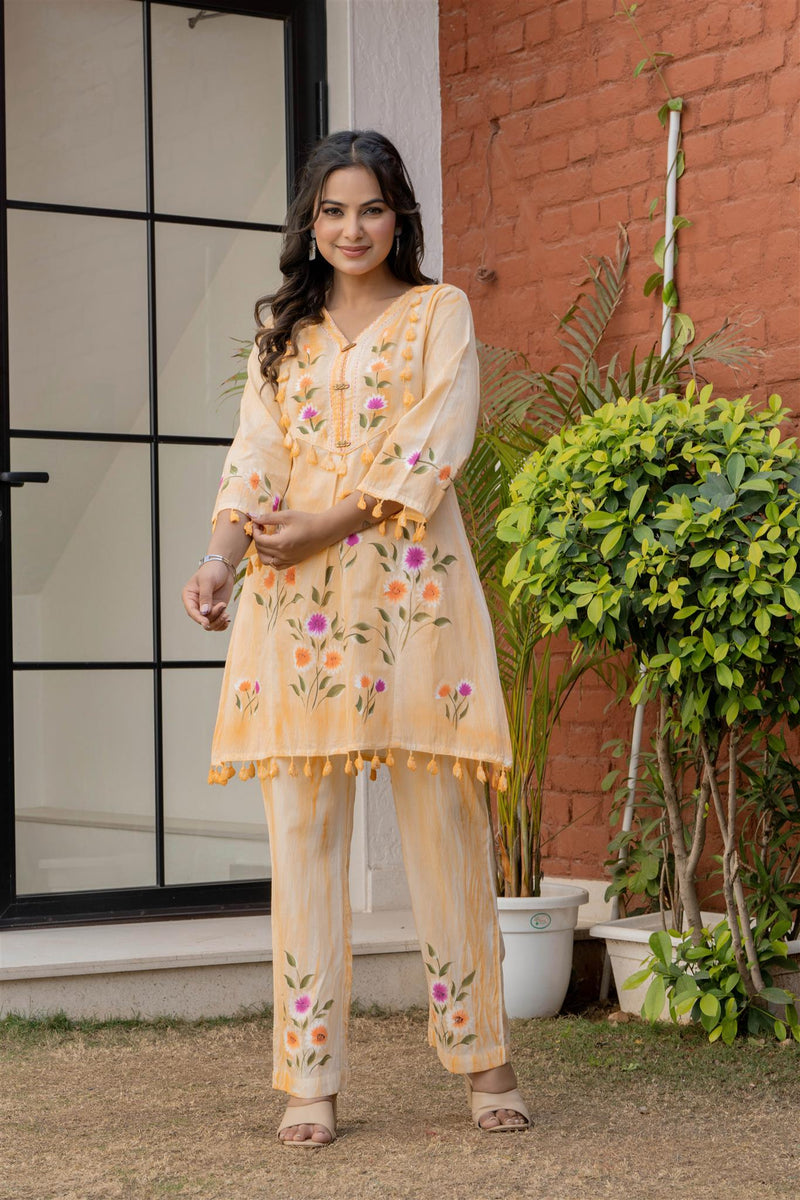 Woman Pakisthani Tie Dye with Hand Painted Cord Set