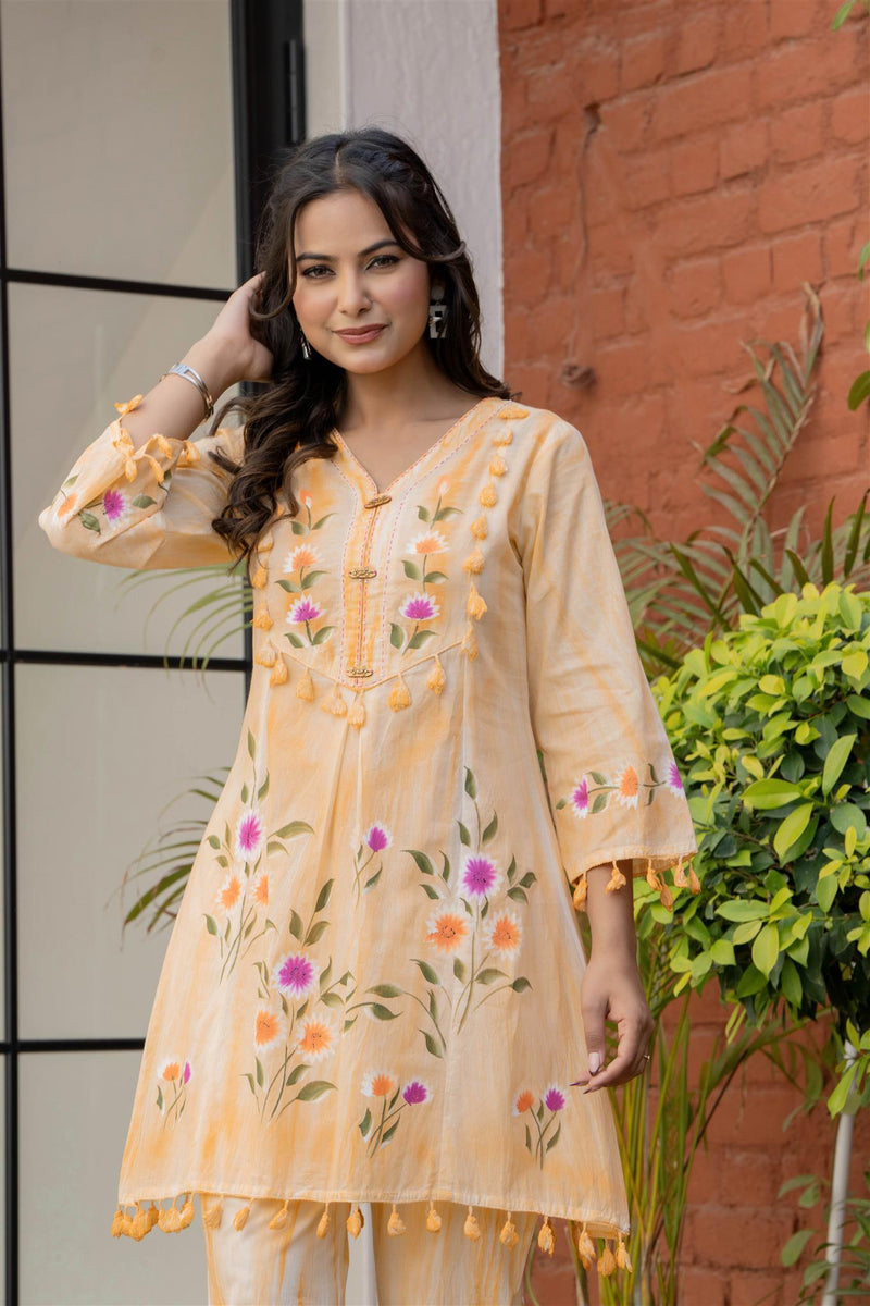 Woman Pakisthani Tie Dye with Hand Painted Cord Set